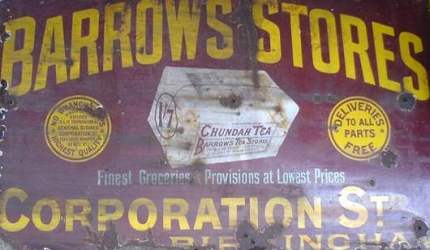 Enamelled (on a sheet of tin) Barrows sign
